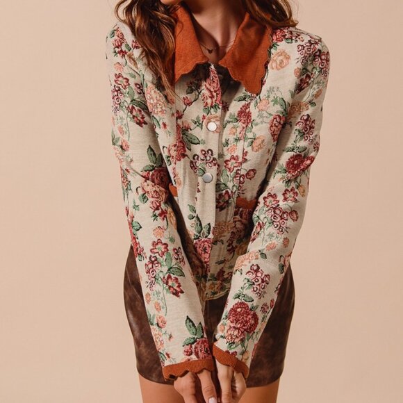 SO ME Floral Tapestry Button Up Jacket - Picture 6 of 11